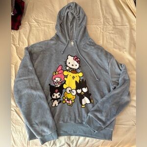 Sanrio Hello Kitty and Friends Blue XL Hoodie fuzzy cozy soft